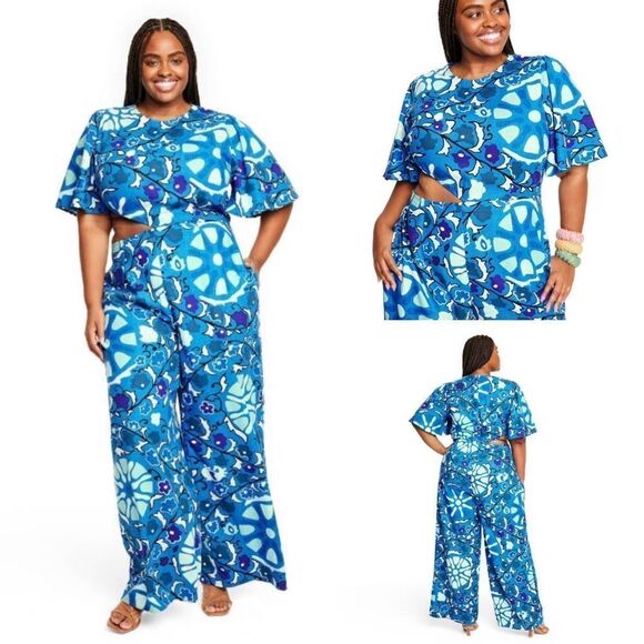 RHODE x Target Large Zinnia Floral Print Bell Sleeve Cut Out Jumpsuit Sz XXL NWT - Picture 1 of 12